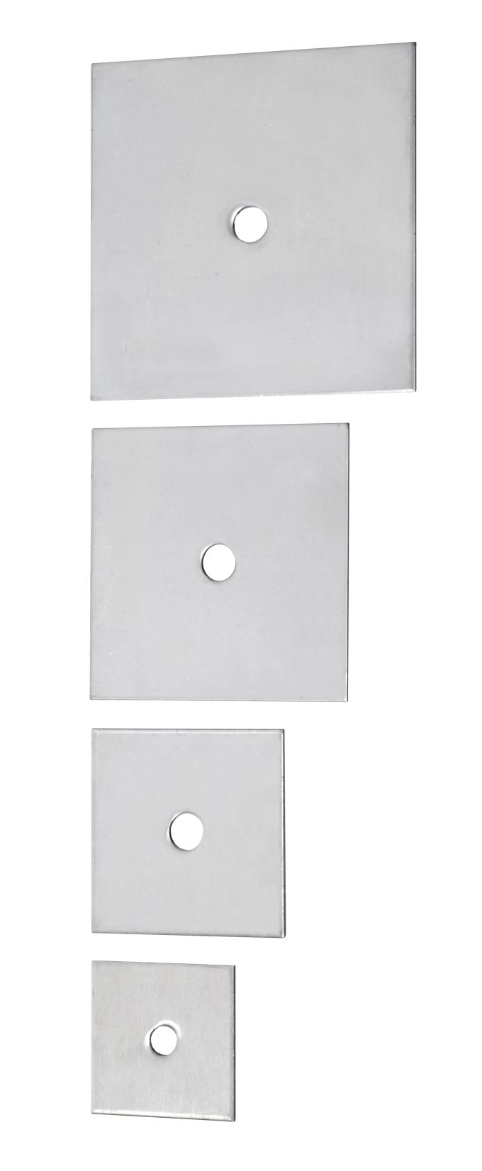 Plate 2 mm thick,45 x 45 mm, hole 8.5 mm